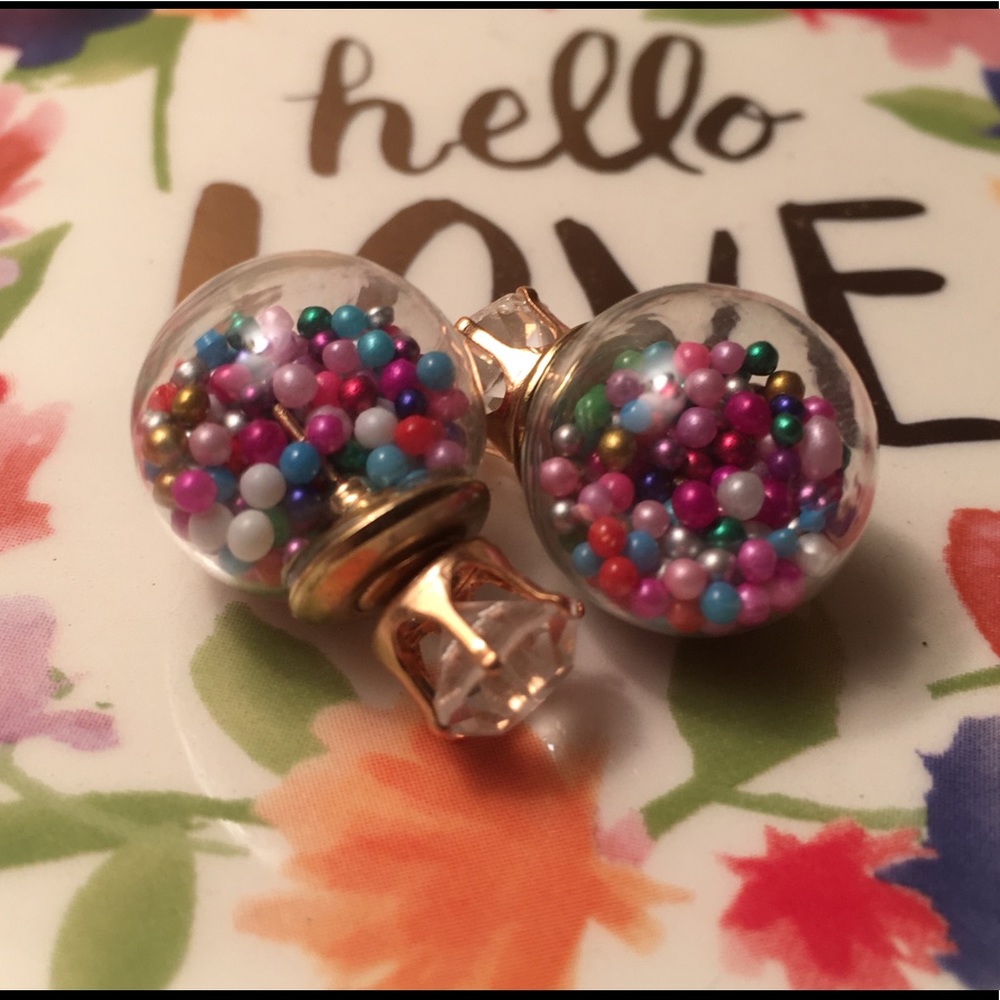 Bundle 3 for $10 Rainbow Gumball diamond earrings
